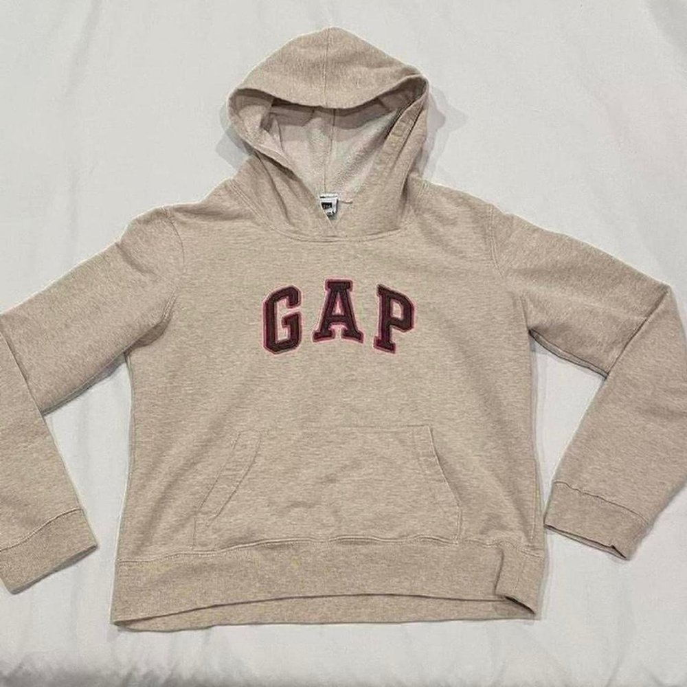 GAP Tan Hoodie with Maroon Logo